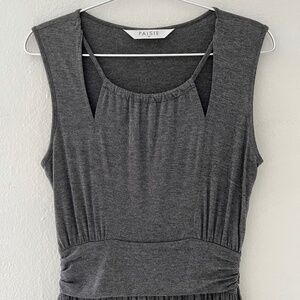 Paisie London Charcoal Ruched Waist Jersey Midi Dress. Size UK 8 (US 4/Small).